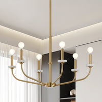 Leah 30-inch 6-light Brushed Gold and White Onyx Chandelier