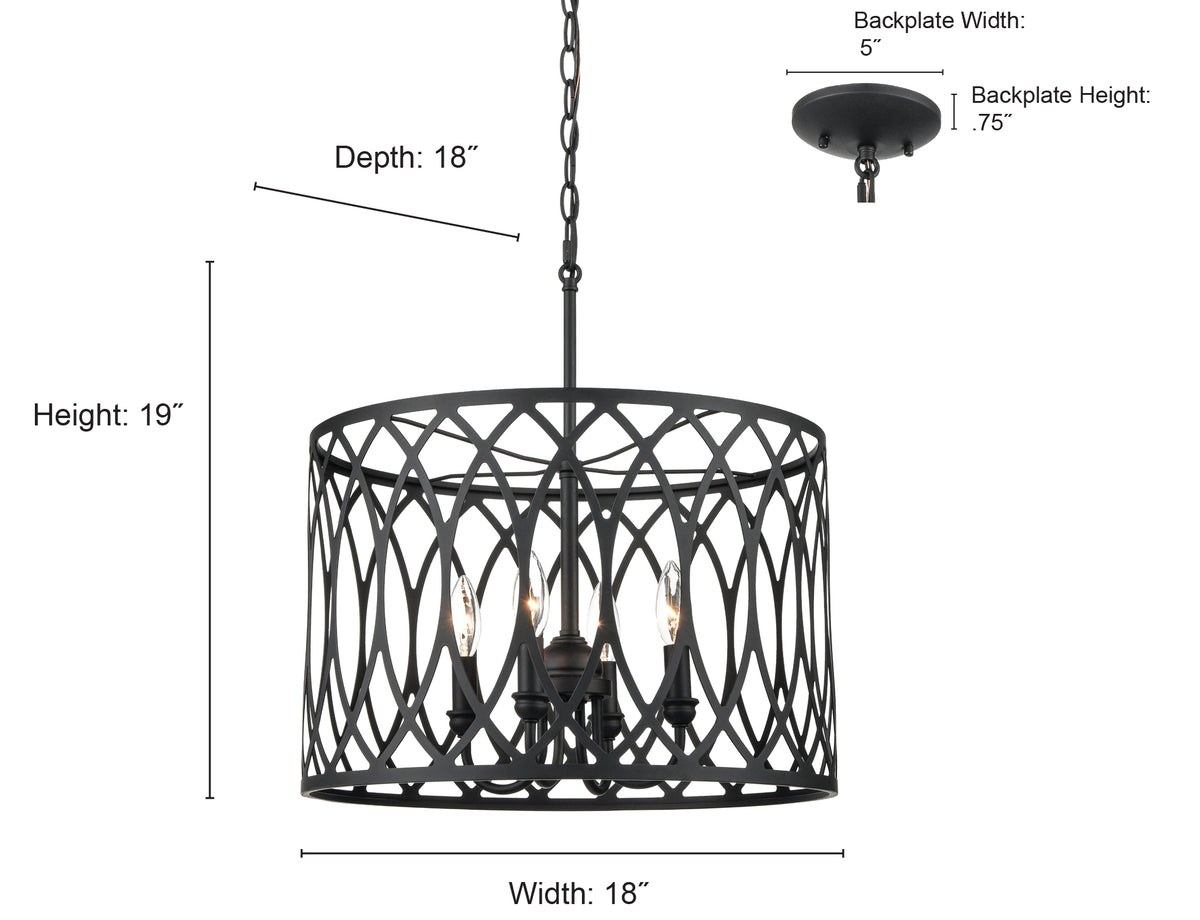 12.25'' Arelyn Matte Black 4 Light Pendant