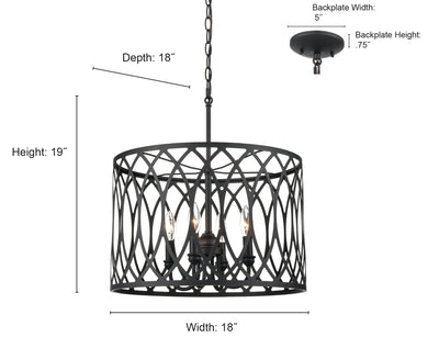 12.25'' Arelyn Matte Black 4 Light Pendant