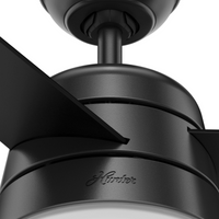 36 inch Aker Matte Black Ceiling Fan with LED Light Kit and Pull Chain