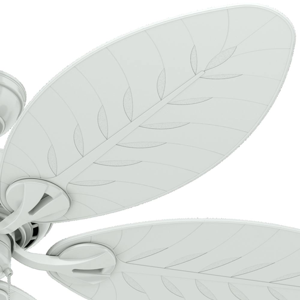 54 inch Bayview White Damp Rated Ceiling Fan and Pull Chain