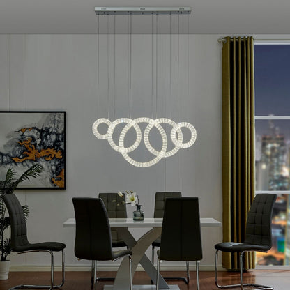 5 Hoop Crystal Progression Chandelier | Chrome