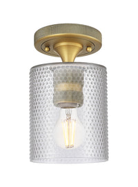 Downtown Flush Mount Satin Nickel Glass