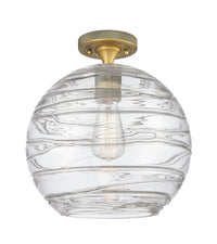 Downtown Flush Mount Satin Nickel Brass Glass