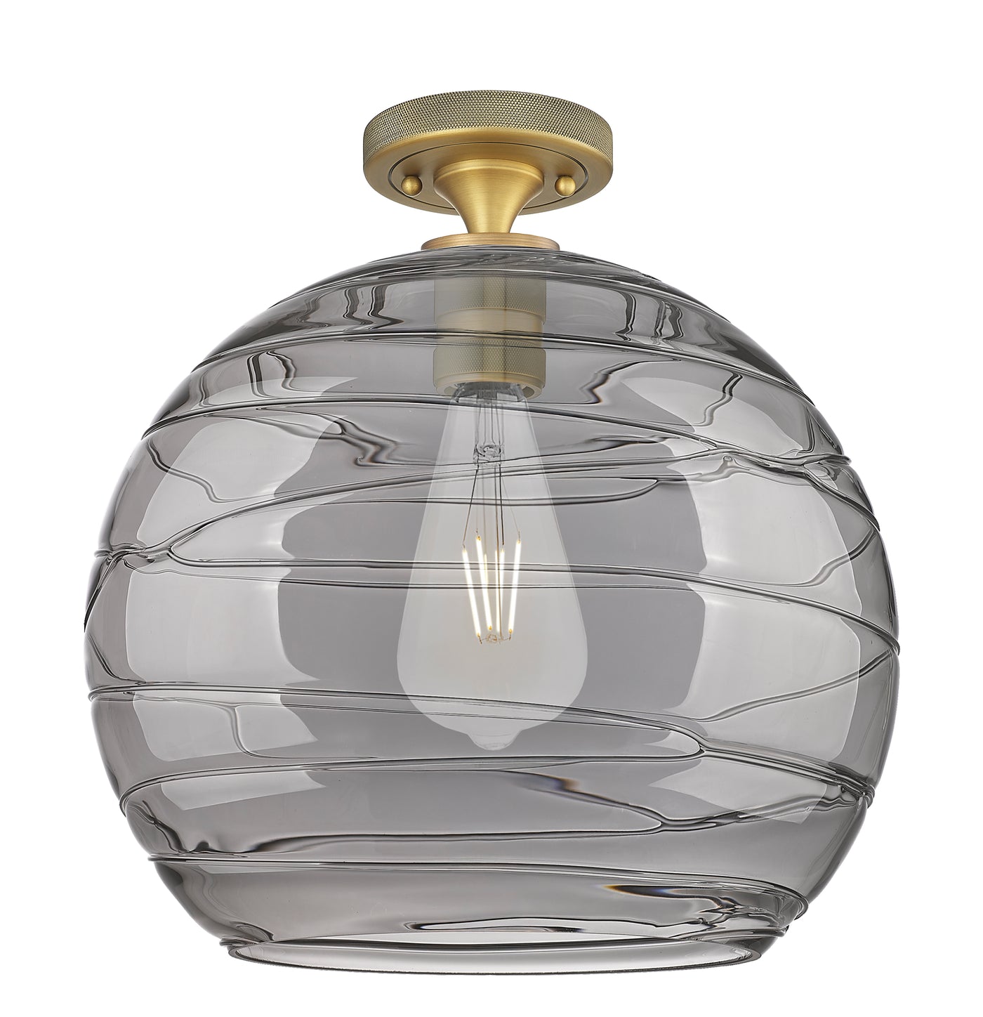 Downtown Flush Mount Satin Nickel Glass