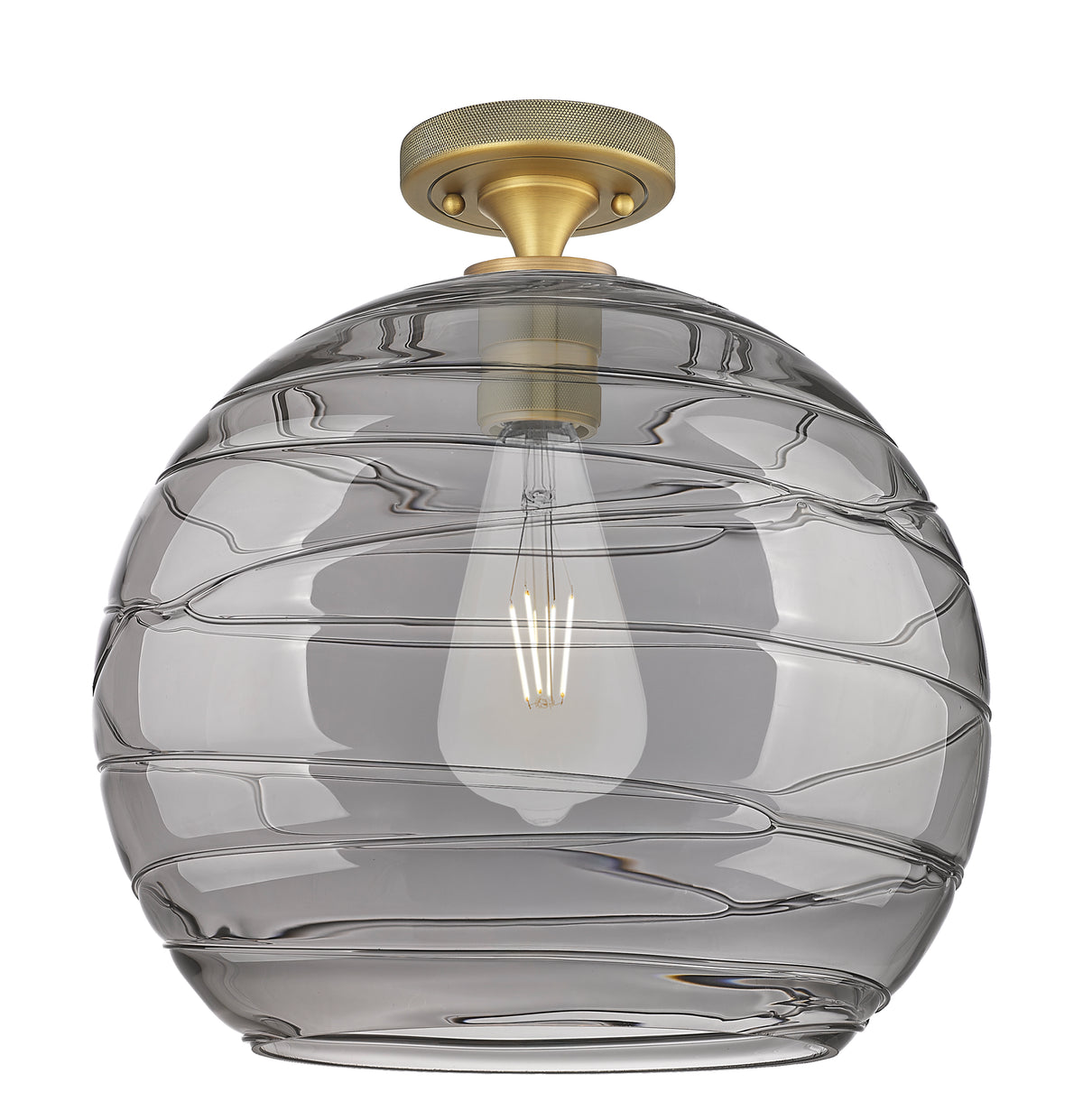 Athens Deco Swirl 14-Inch 1-Light Semi-Flush Mount 14.625-Inch High