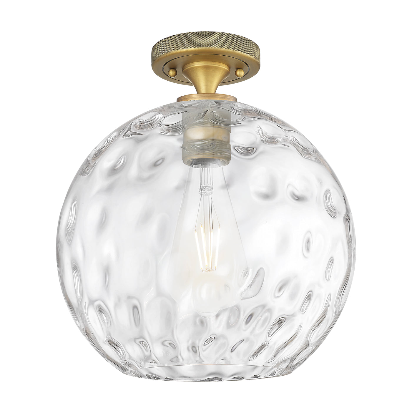 Downtown Flush Mount Satin Nickel Glass