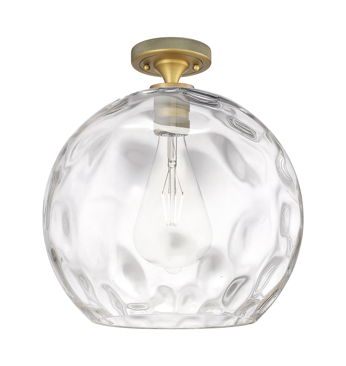Athens Water Glass 13-Inch 1-Light Semi-Flush Mount 14.625-Inch High