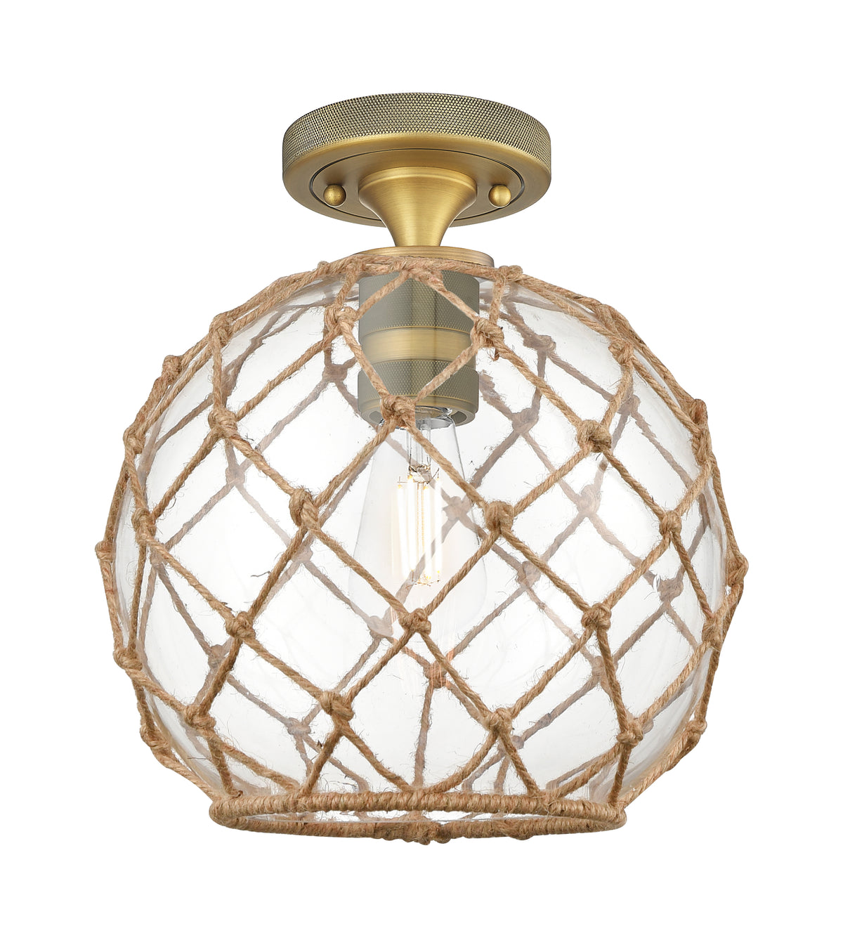 Farmhouse Rope 10-Inch 1-Light Semi-Flush Mount 11.5-Inch High