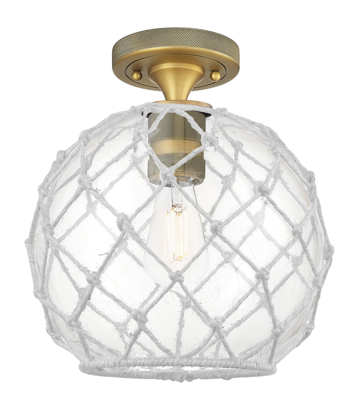 Farmhouse Rope 10-Inch 1-Light Semi-Flush Mount 11.5-Inch High