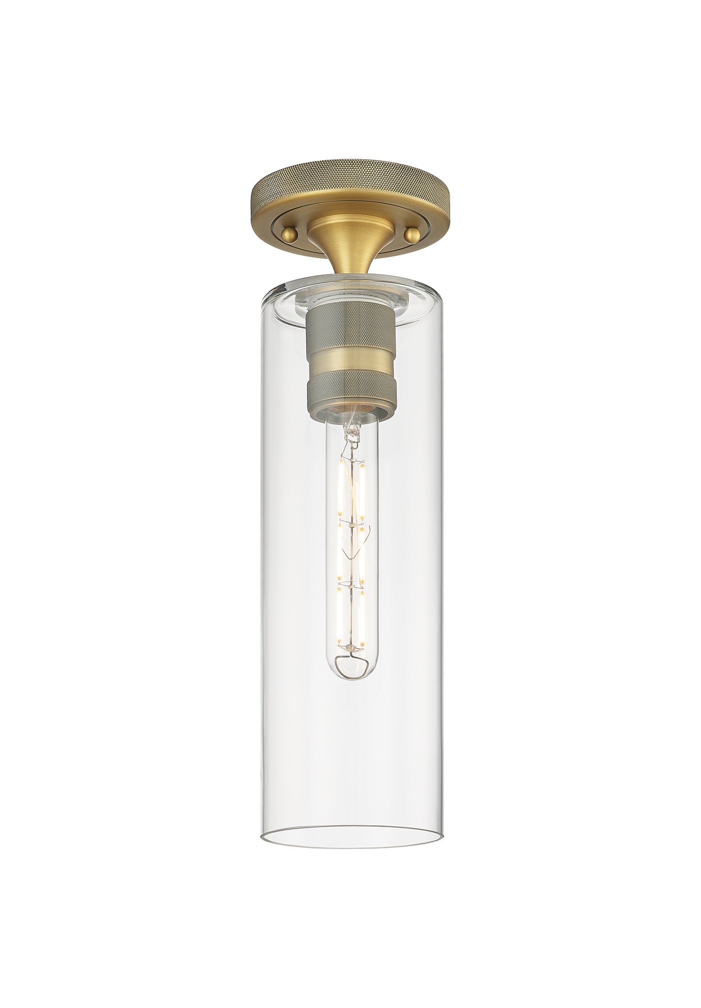 Downtown Flush Mount Satin Nickel Glass