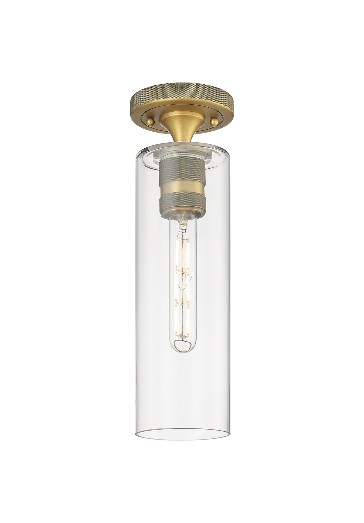 Crown Point 5-Inch 1-Light Semi-Flush Mount Cylinder Shade 15-Inch High