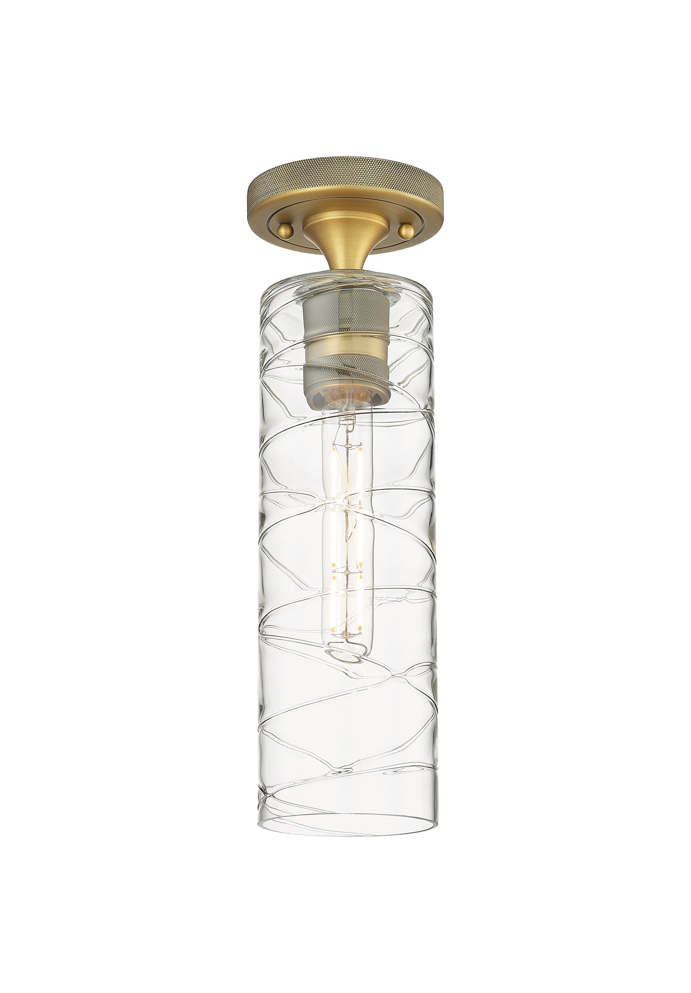 Downtown Flush Mount Satin Nickel Glass
