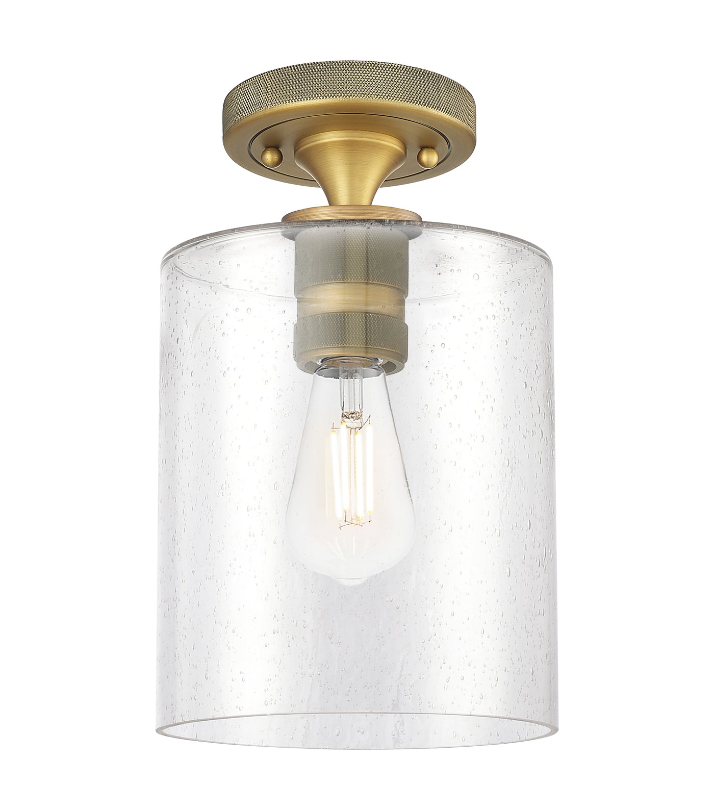 Downtown Flush Mount Satin Nickel Glass