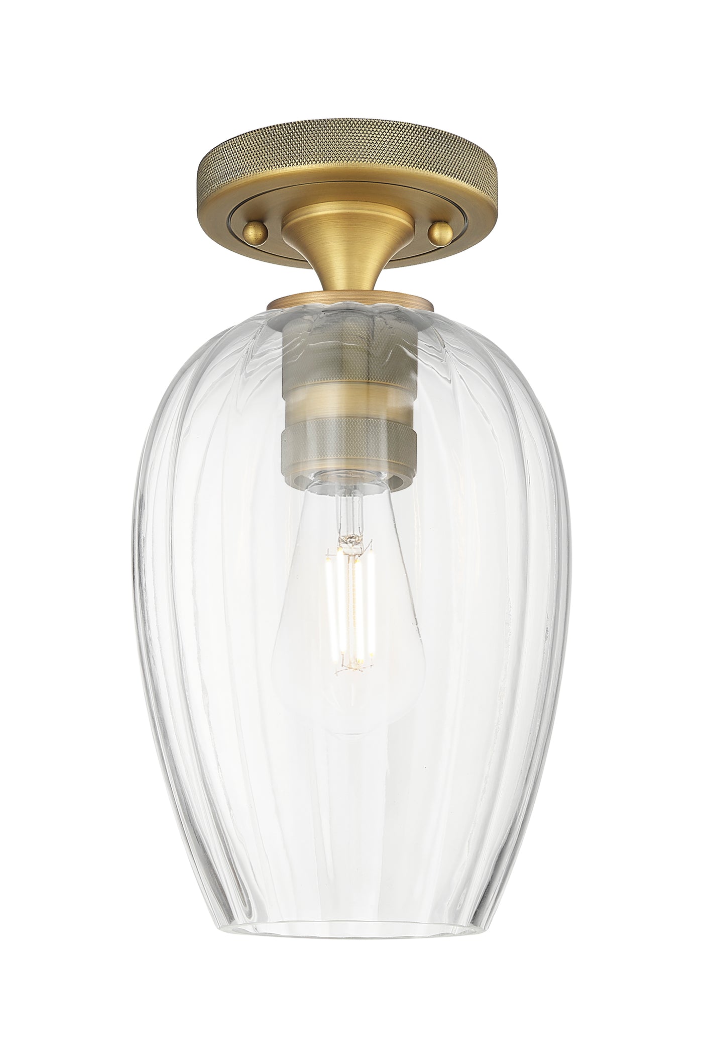Downtown Flush Mount Satin Nickel Glass