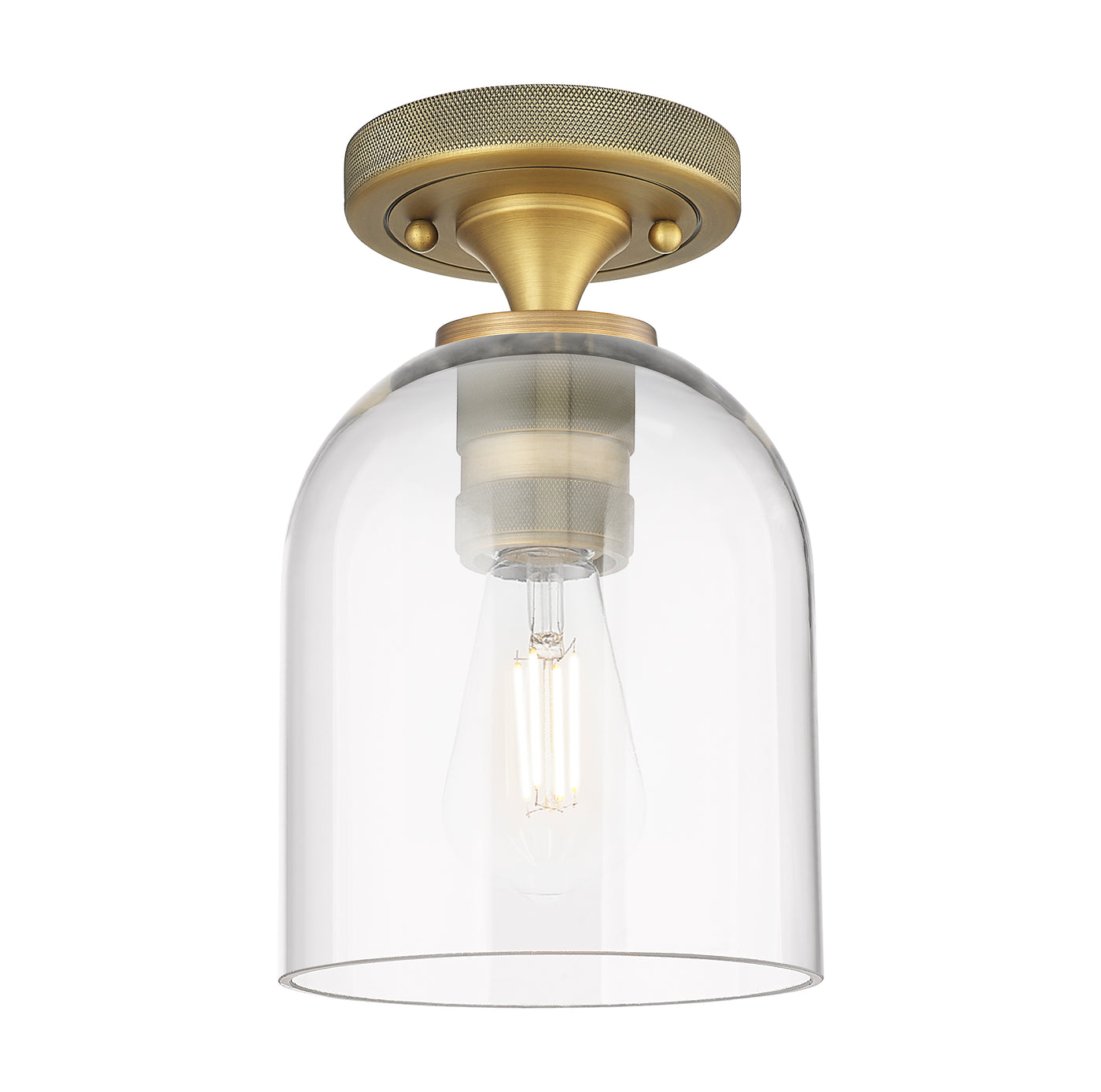 Downtown Flush Mount Satin Nickel Glass