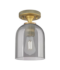 Downtown Flush Mount Satin Nickel Glass