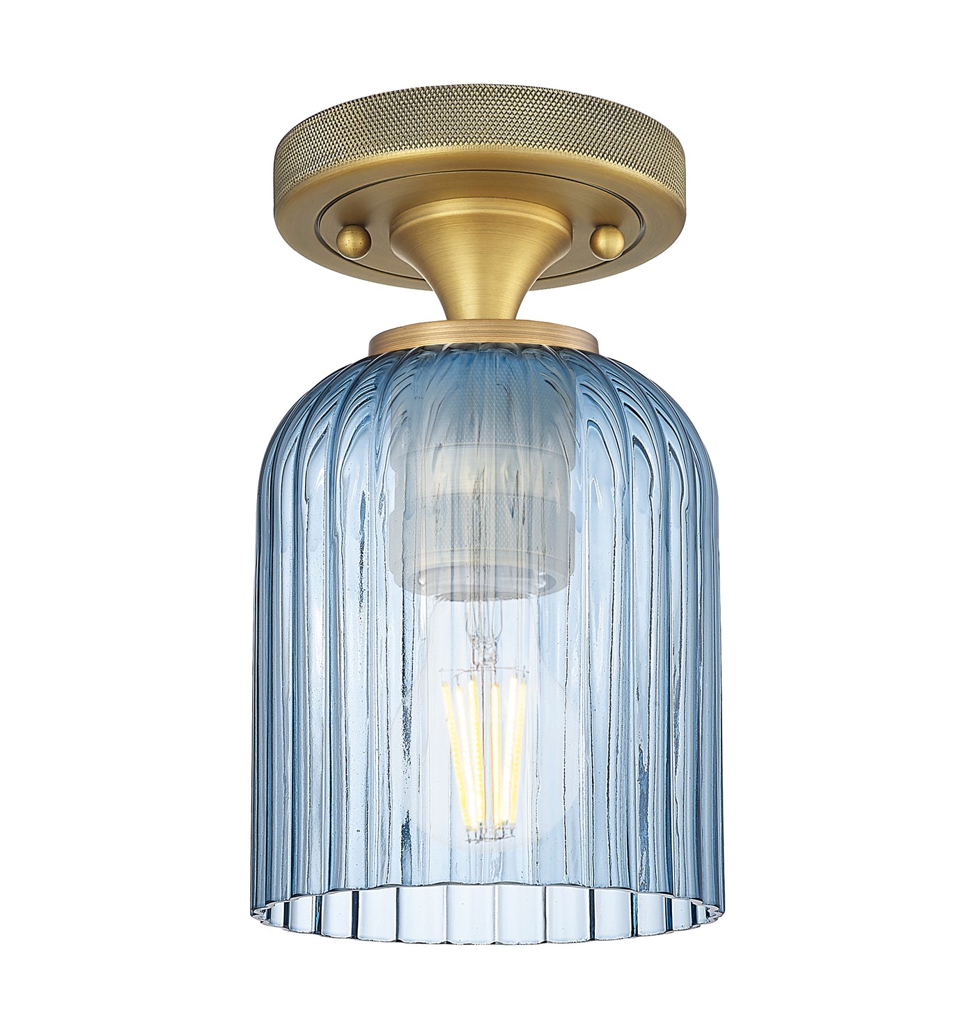 Downtown Flush Mount Satin Nickel Glass