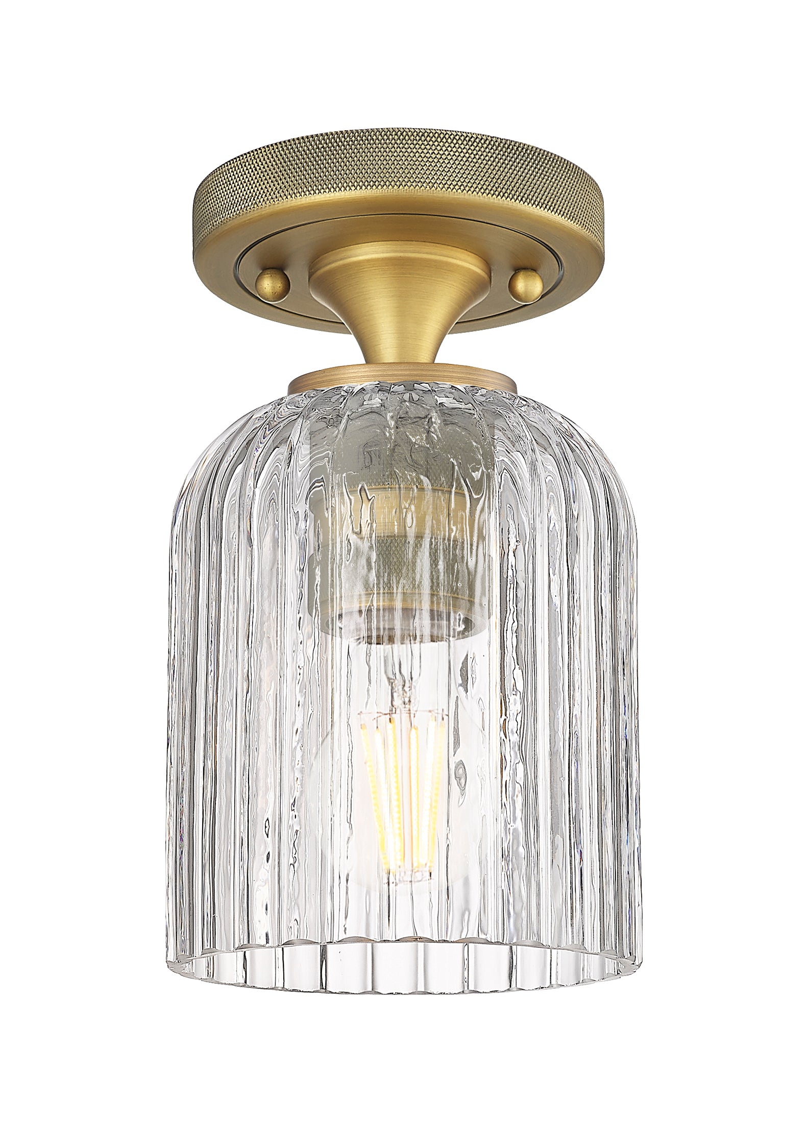 Downtown Flush Mount Satin Nickel Glass