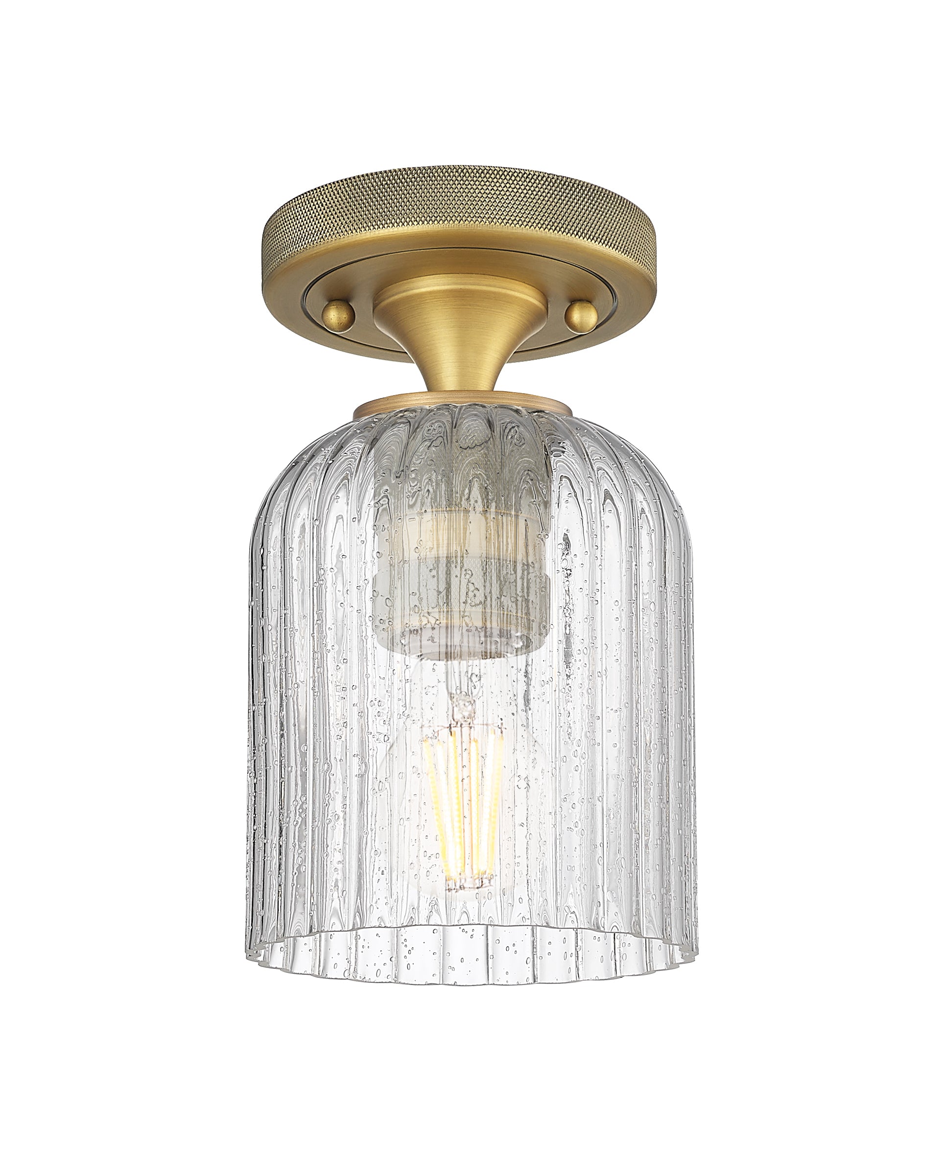 Downtown Flush Mount Satin Nickel Glass