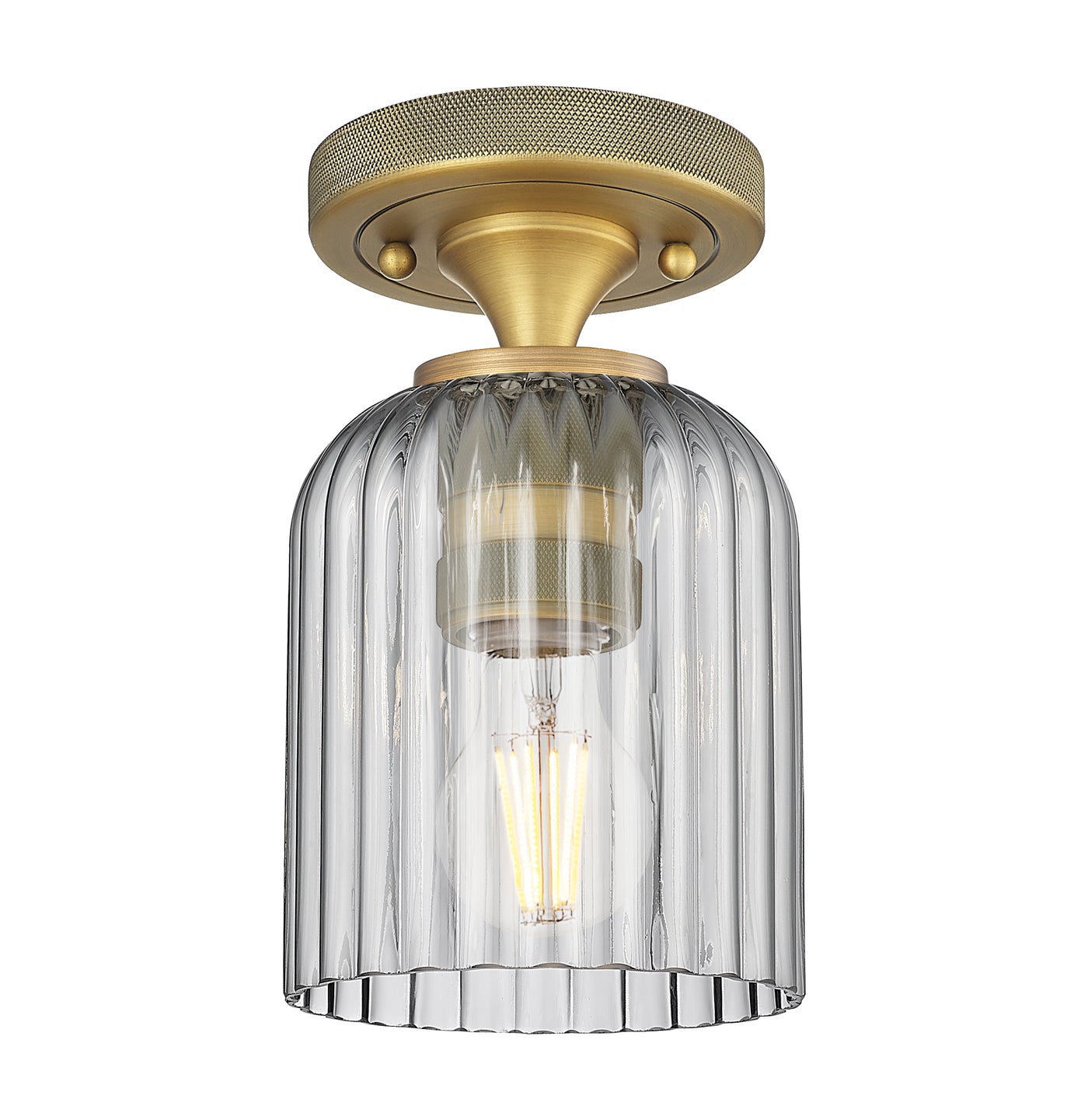 Downtown Flush Mount Satin Nickel Glass