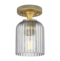 Downtown Flush Mount Satin Nickel Glass