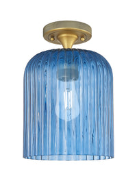 Downtown Flush Mount Satin Nickel Glass