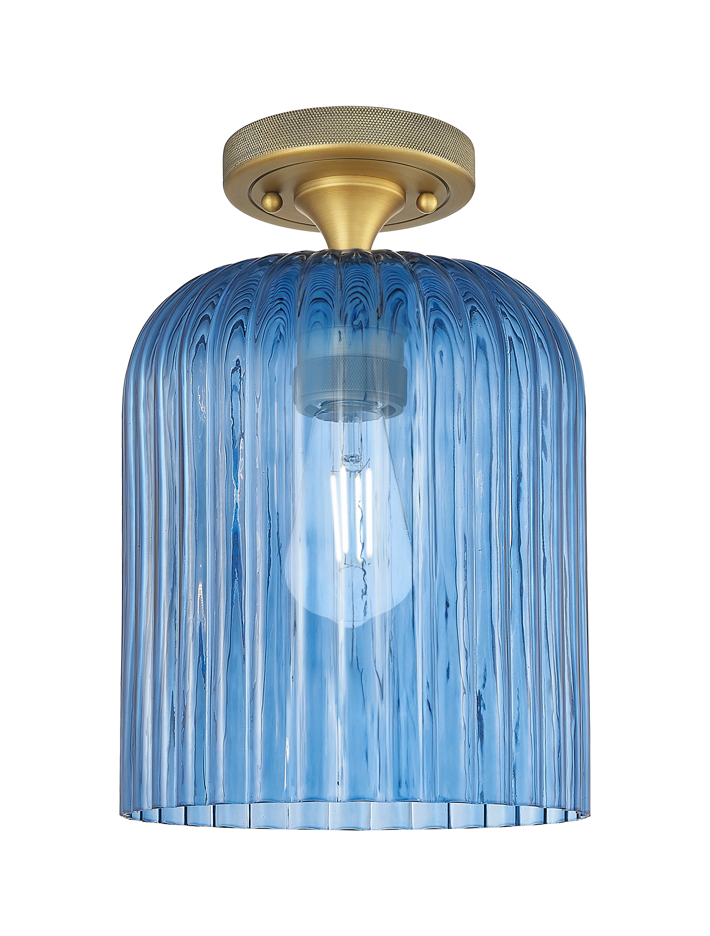 Downtown Flush Mount Satin Nickel Glass