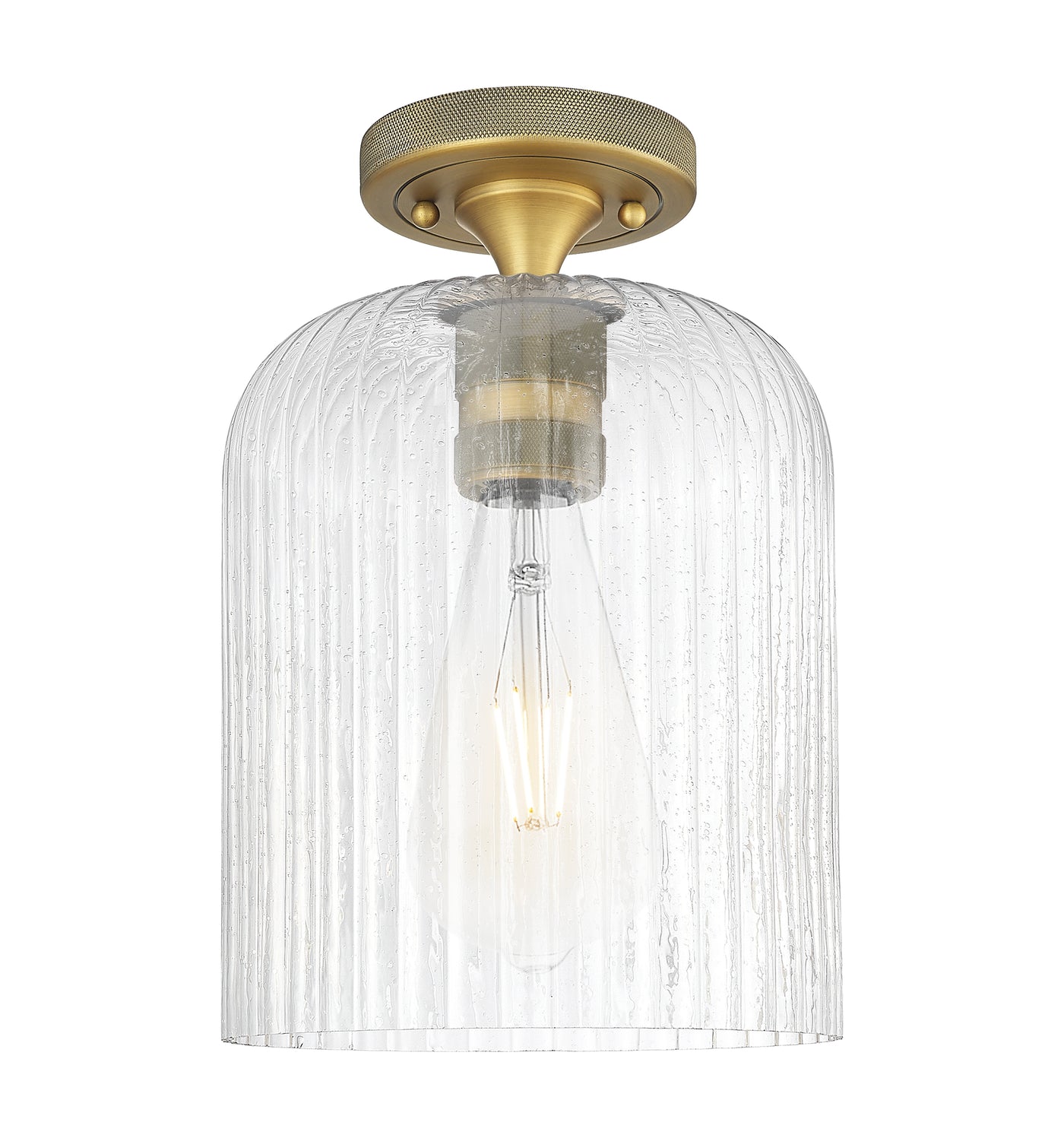 Downtown Flush Mount Satin Nickel Glass
