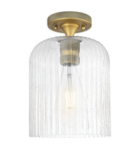 Downtown Flush Mount Satin Nickel Glass