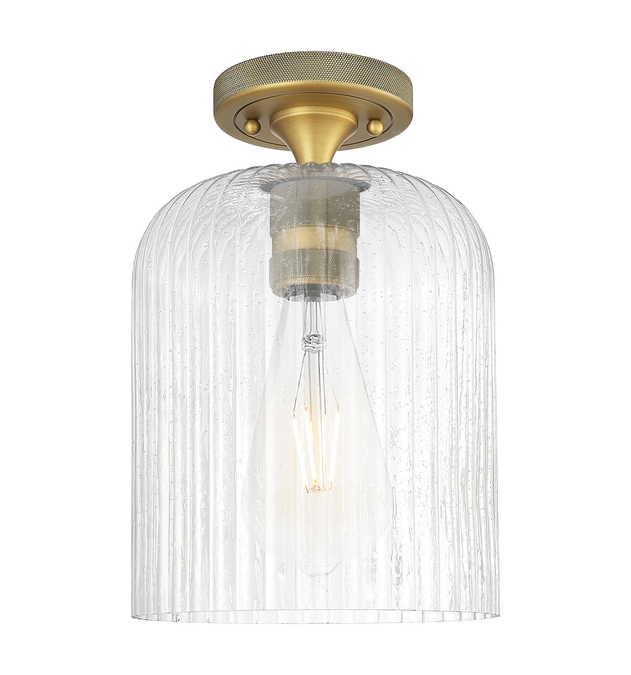 Downtown Flush Mount Satin Nickel Glass