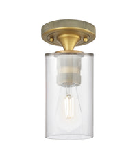 Downtown Flush Mount Satin Nickel Glass