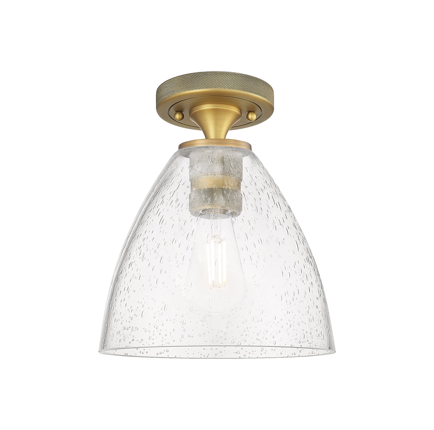Downtown Flush Mount Satin Nickel Glass