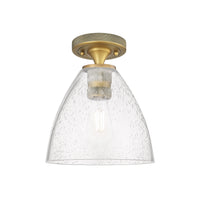 Downtown Flush Mount Satin Nickel Glass