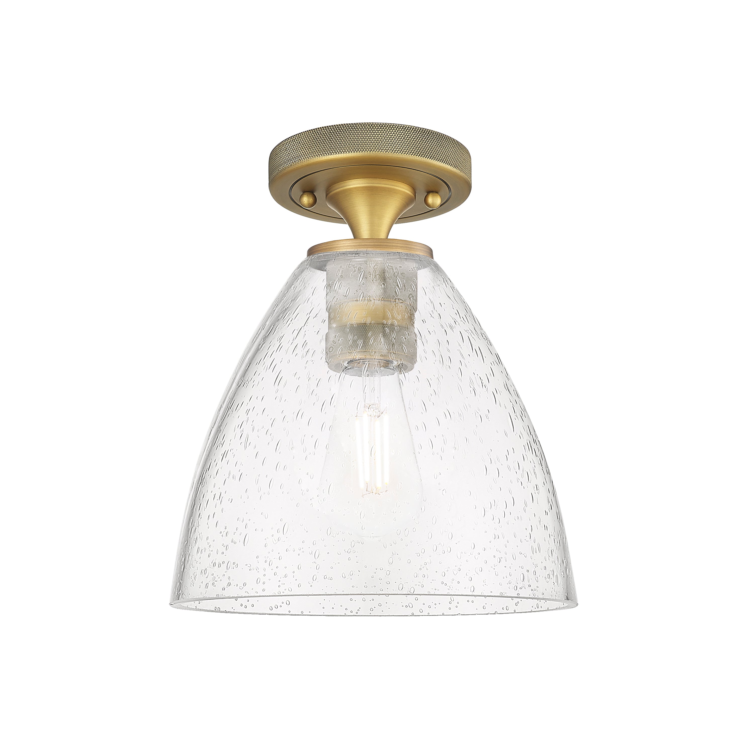 Downtown Flush Mount Satin Nickel Glass
