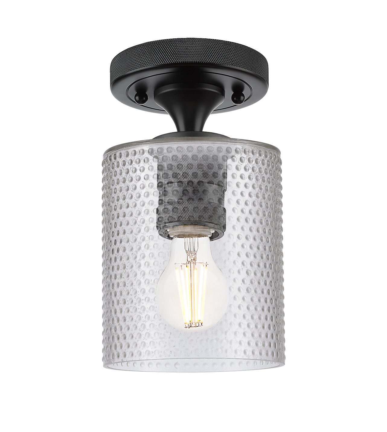 Downtown Flush Mount Satin Nickel Glass