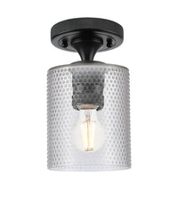 Downtown Flush Mount Satin Nickel Glass