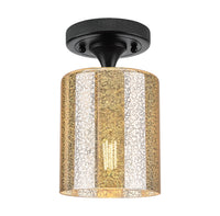Downtown Flush Mount Satin Nickel Glass