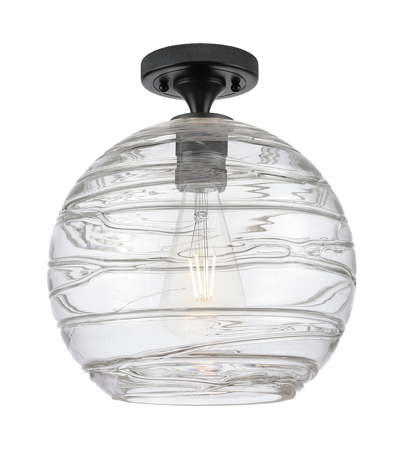 Downtown Flush Mount Satin Nickel Brass Glass