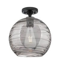 Downtown Flush Mount Satin Nickel Brass Glass