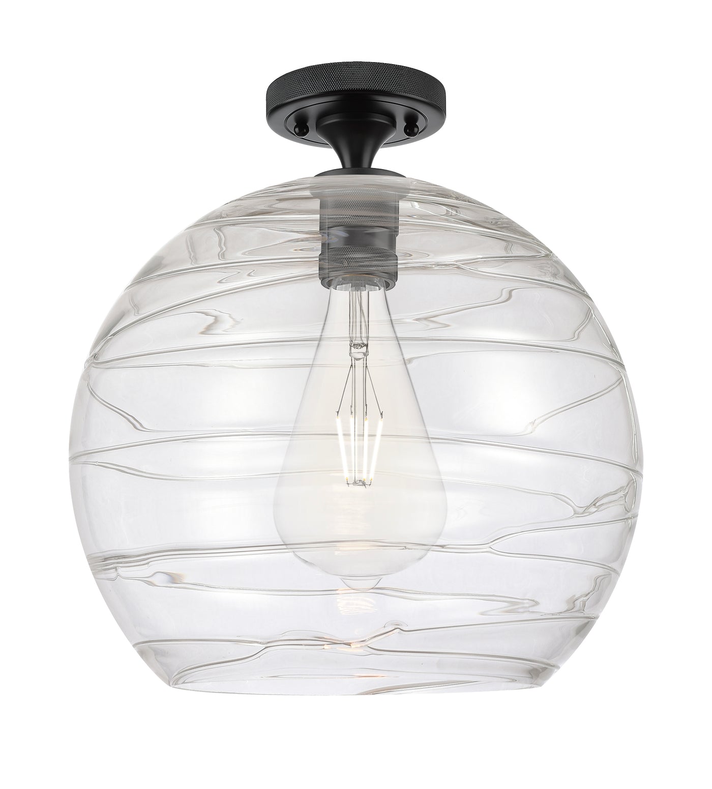 Downtown Flush Mount Satin Nickel Glass