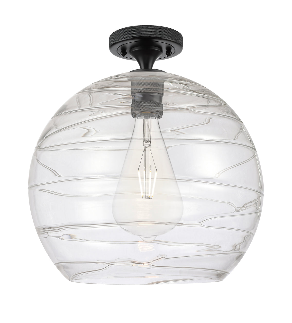 Athens Deco Swirl 14-Inch 1-Light Semi-Flush Mount 14.625-Inch High