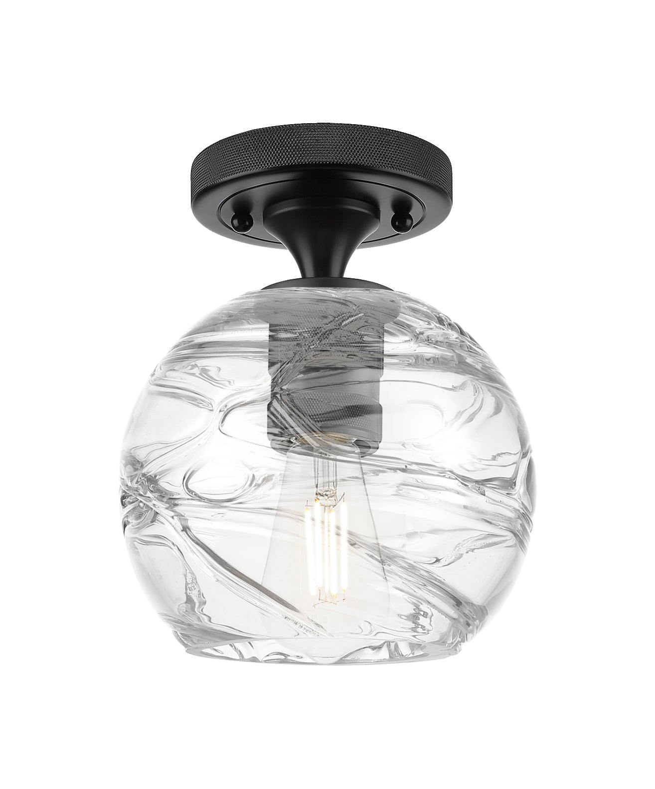 Downtown Flush Mount Satin Nickel Glass