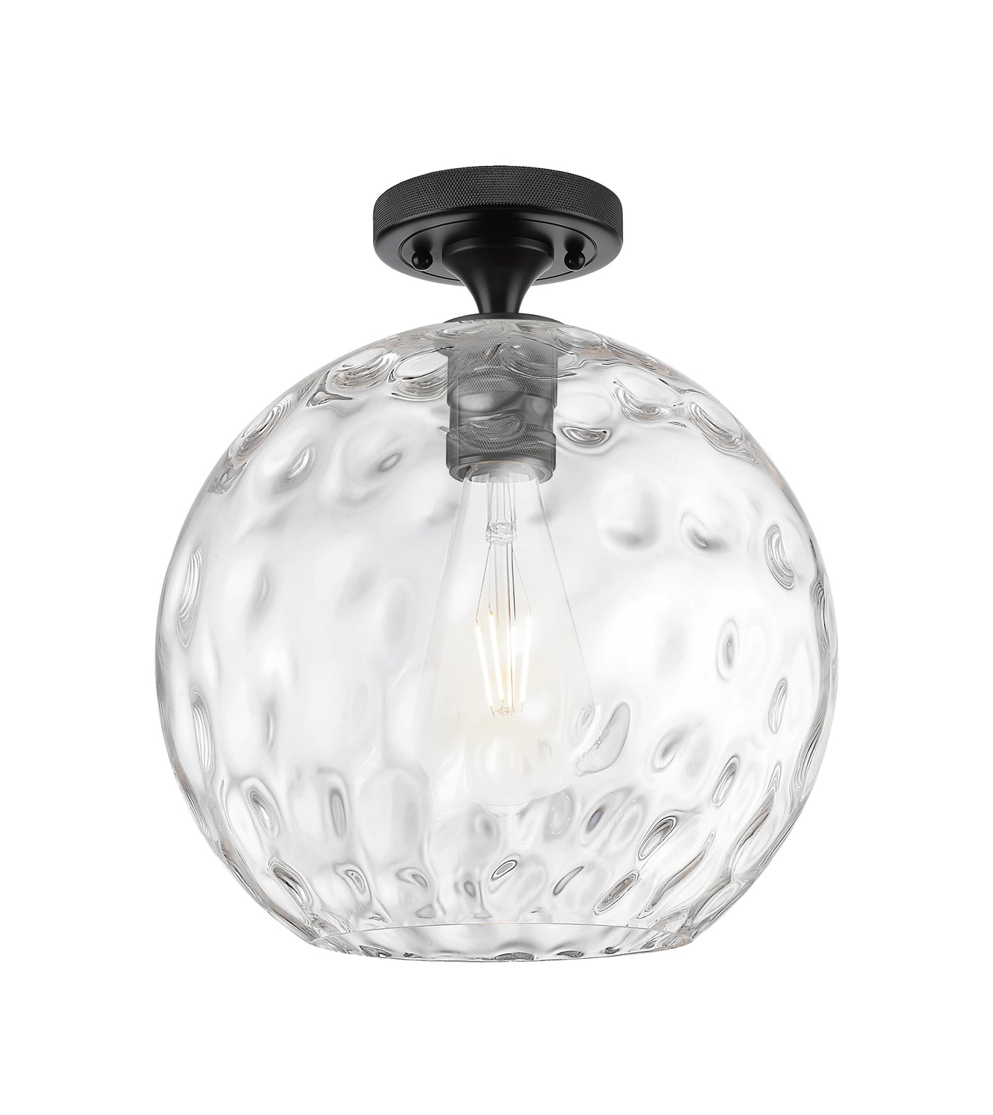 Downtown Flush Mount Satin Nickel Glass