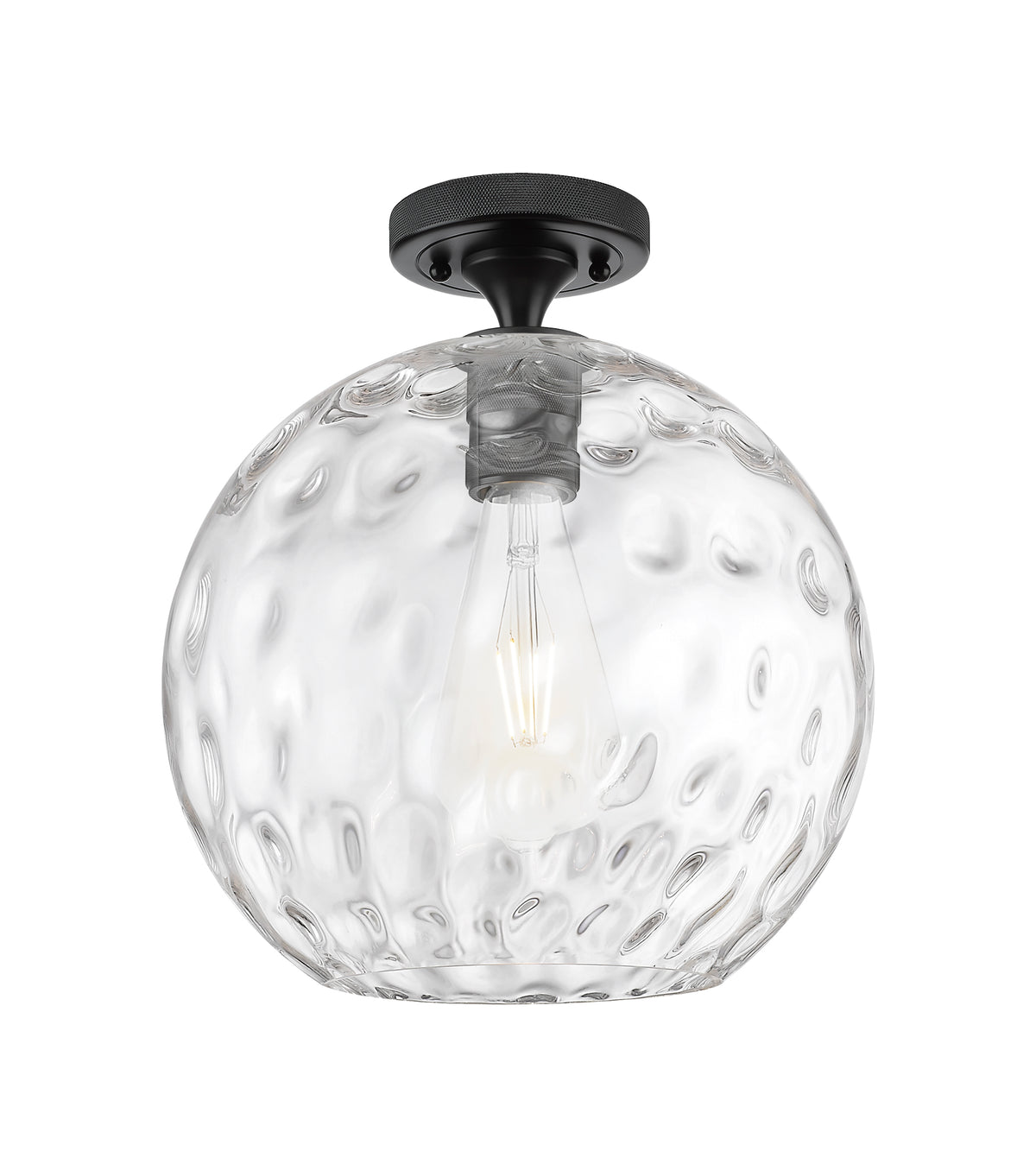 Athens Water Glass 12-Inch 1-Light Semi-Flush Mount 13-Inch High