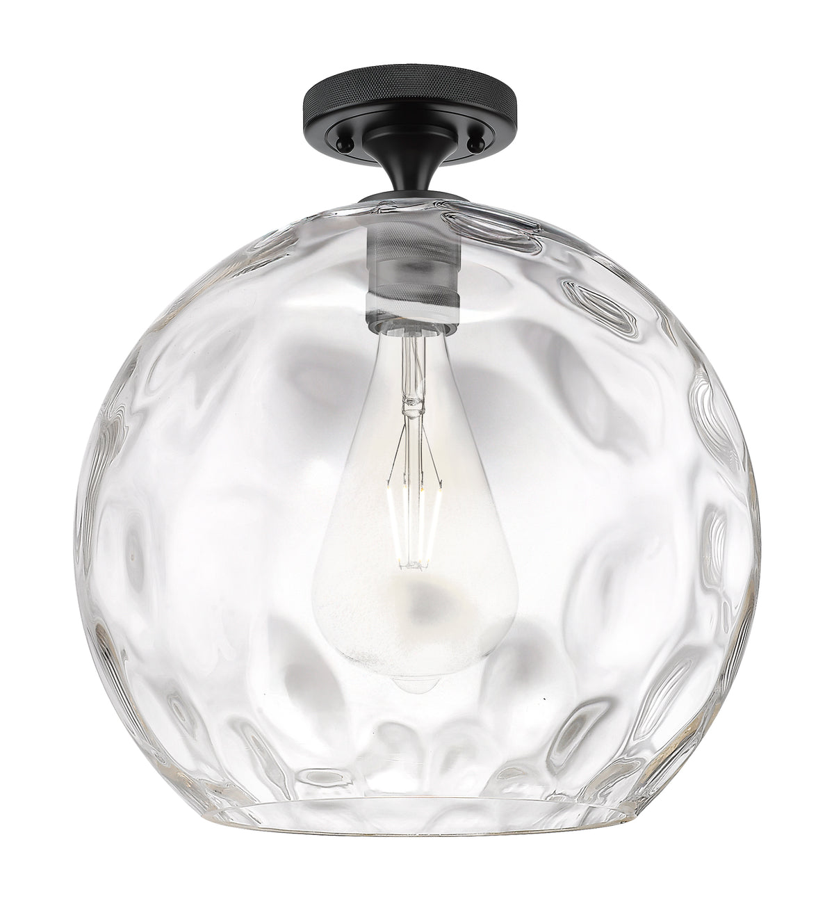 Athens Water Glass 13-Inch 1-Light Semi-Flush Mount 14.625-Inch High