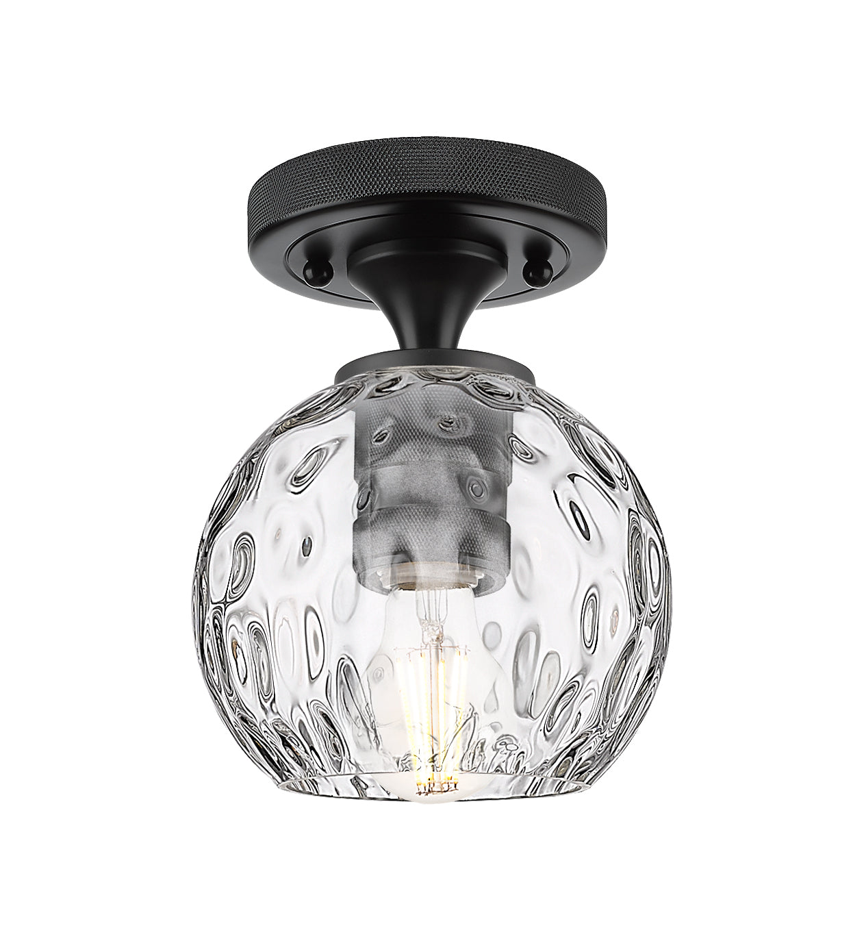 Downtown Flush Mount Satin Nickel Glass