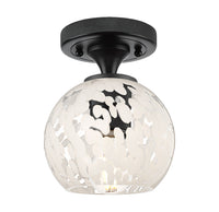 Downtown Flush Mount Satin Nickel Glass