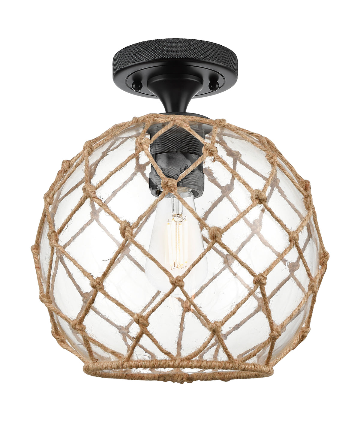 Farmhouse Rope 10-Inch 1-Light Semi-Flush Mount 11.5-Inch High
