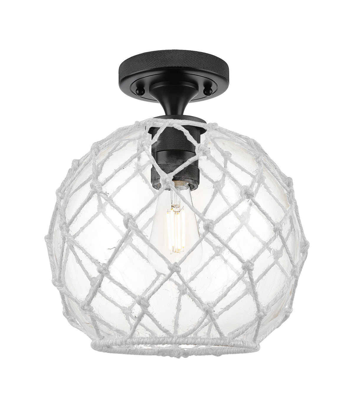Farmhouse Rope 10-Inch 1-Light Semi-Flush Mount 11.5-Inch High